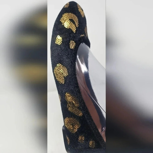 Lucky Brand Women's Elisabeta Black Velvet Flats With Gold Sequins Size 6.5 - Picture 5 of 16